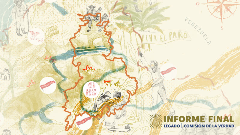 Mapa de la región del Magdalena en Colombia con convenciones